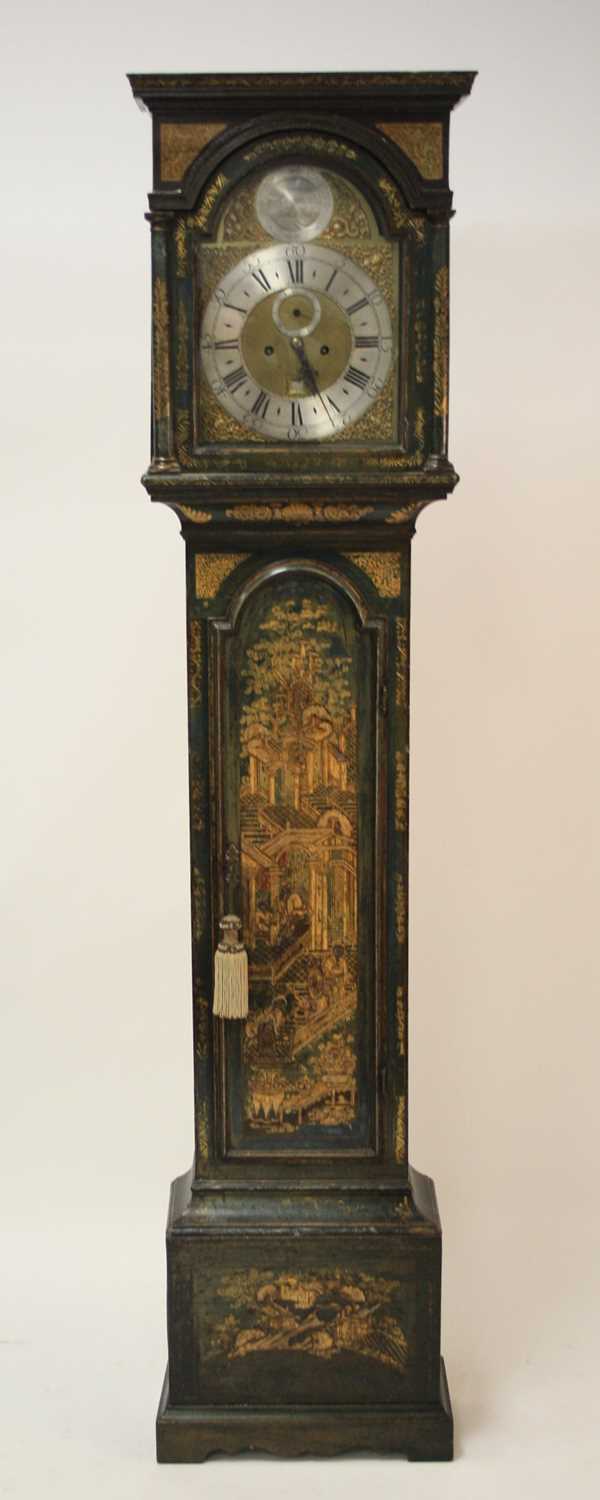 Thomas Reynolds of London - an 18th century chinoiserie blue lacquered longcase clock, having a