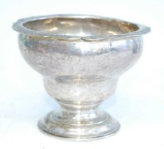 A late 18th century possibly Scottish silver pedestal bowl, having a plain waisted body upon a