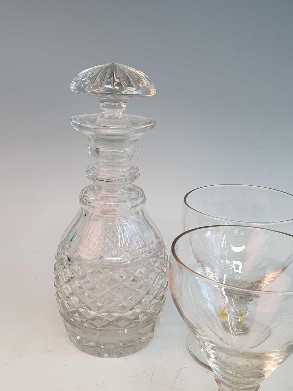 A Regency cut glass decanter, of mallet form, having mushroom stopper, h.27cm, together with a - Bild 2 aus 2