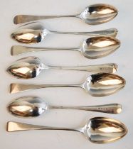 A harlequin suite of Georgian & later silver tablespoons and dessert spoons, all in the Old