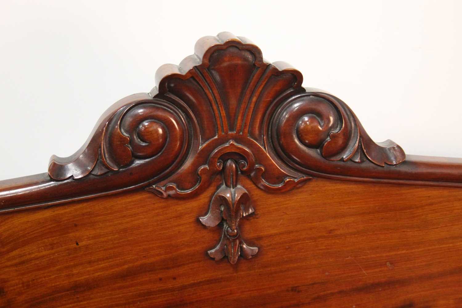 An early Victorian plum-pudding mahogany ledgeback sideboard, having floral carved detail, egg and - Image 2 of 5