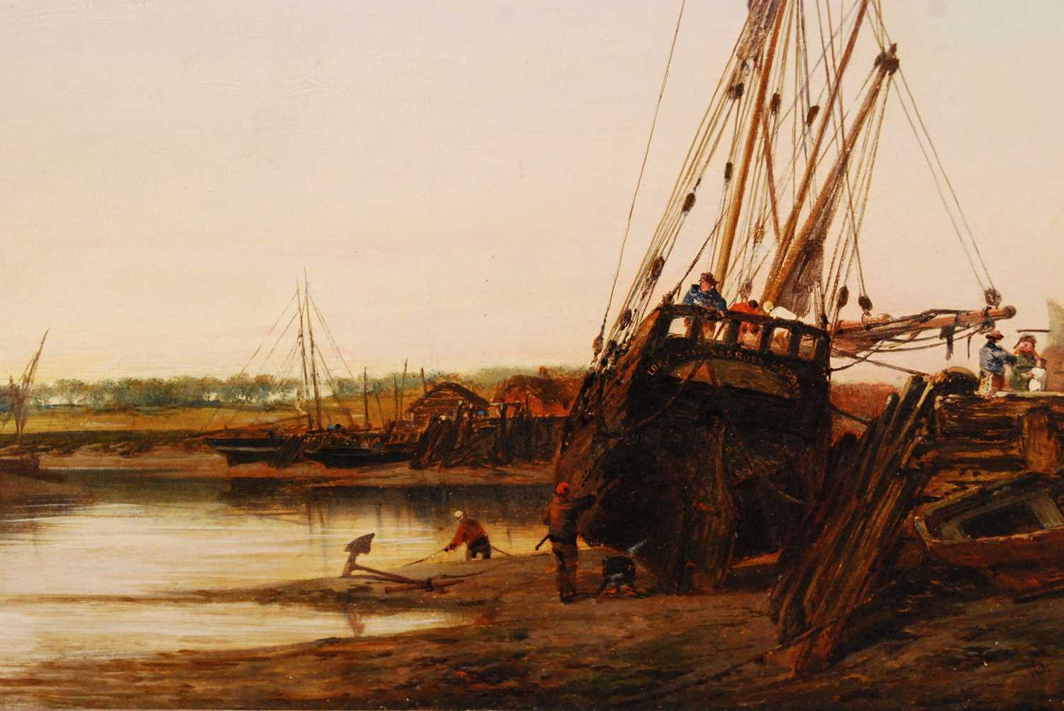 William Pitt (act.1851-1890) - Morning on the river, Essex, oil on canvas (re-lined), signed with - Image 3 of 4