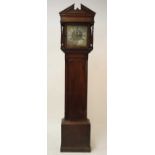 (Stephen?) Asselin of London - an 18th century oak longcase clock, the 12" square brass dial
