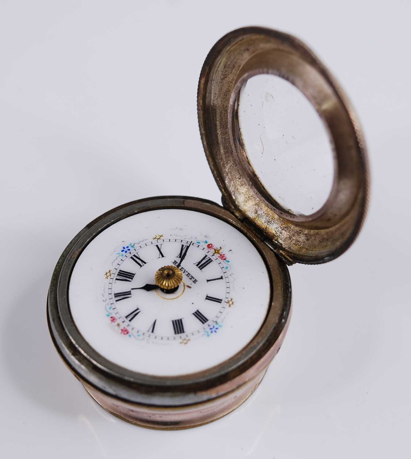 A Brevete watch as made for a walking cane terminal, in white metal case with hinged cover, having - Image 5 of 10