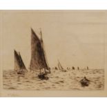 William Lionel Wyllie (1851-1931) - Fishing boats on the Hamilton Bank, drypoint etching, signed in
