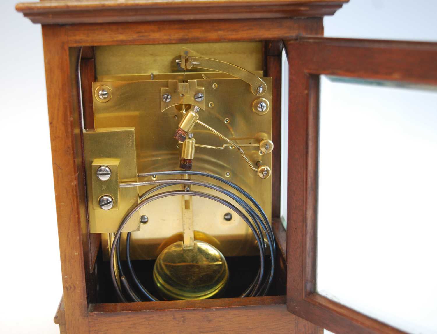 An Edwardian walnut cased four glass bracket clock by Winterhalder & Hoffmeier, signed to the - Image 6 of 8