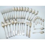 A quantity of 19th century Austro-Hungarian silver flatware, comprising four table forks and five