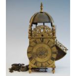 A late 17th century English brass verge winged lantern clock, signed John Maers Richmond to the