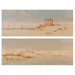 Augustus Osborne Lamplough (1877-1930) - Pair; Scenes on the River Nile showing temple ruins,