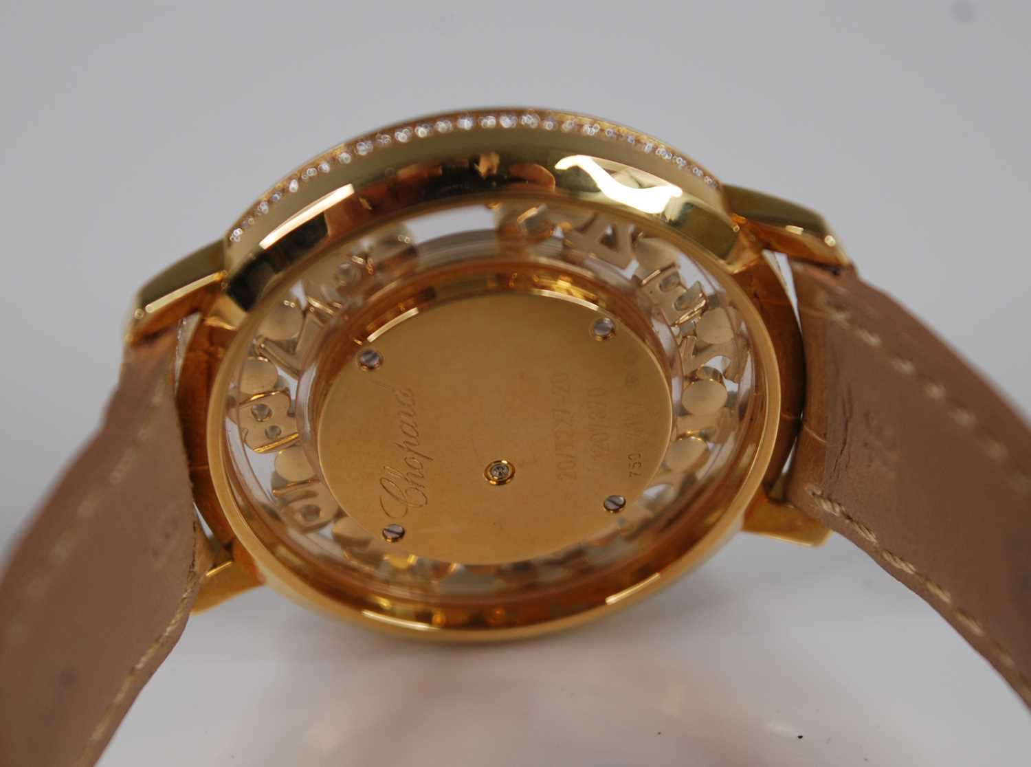 A lady's Chopard 18ct gold 'Happy Diamonds Happy Time' wristwatch, having a signed mother of pearl - Image 8 of 10