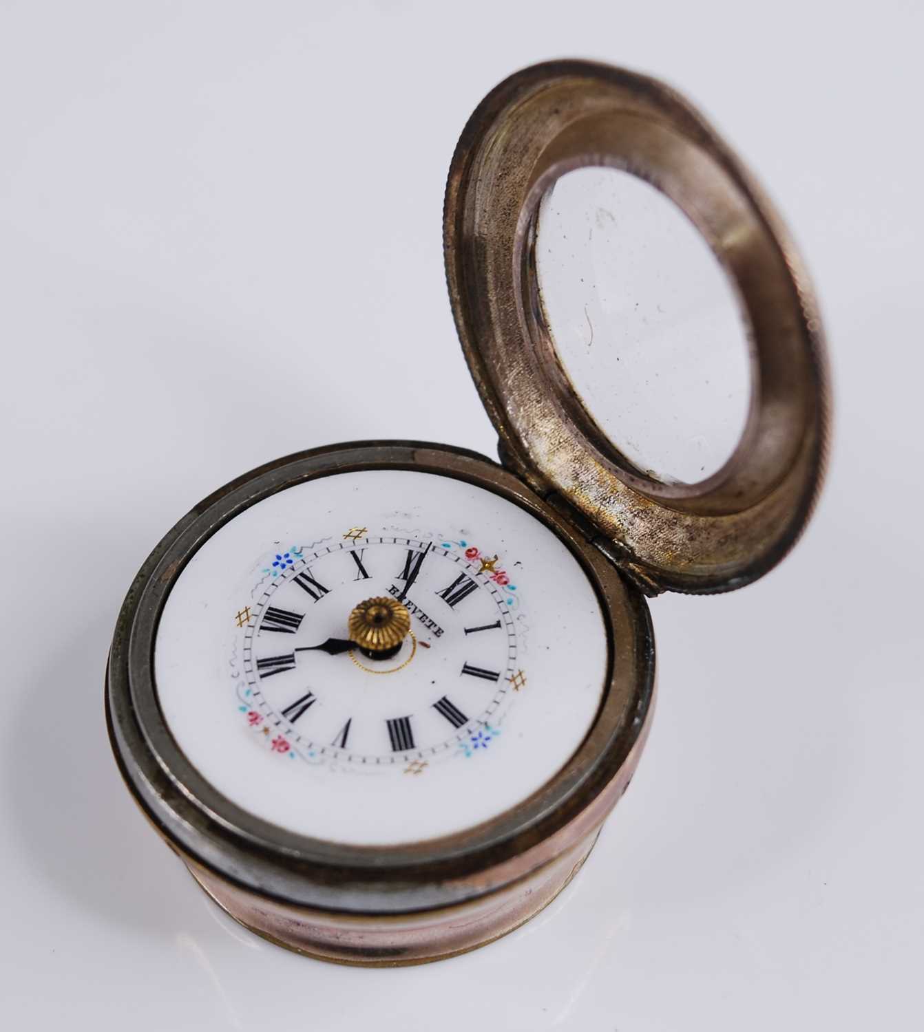 A Brevete watch as made for a walking cane terminal, in white metal case with hinged cover, having - Image 10 of 10