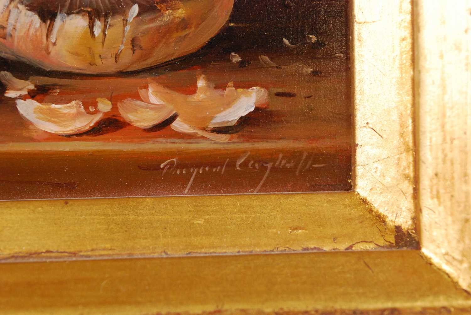 Raymond Campbell (b.1956) - Still life with mushrooms, oil on panel, signed lower right, 10 x 16.5cm - Bild 3 aus 4