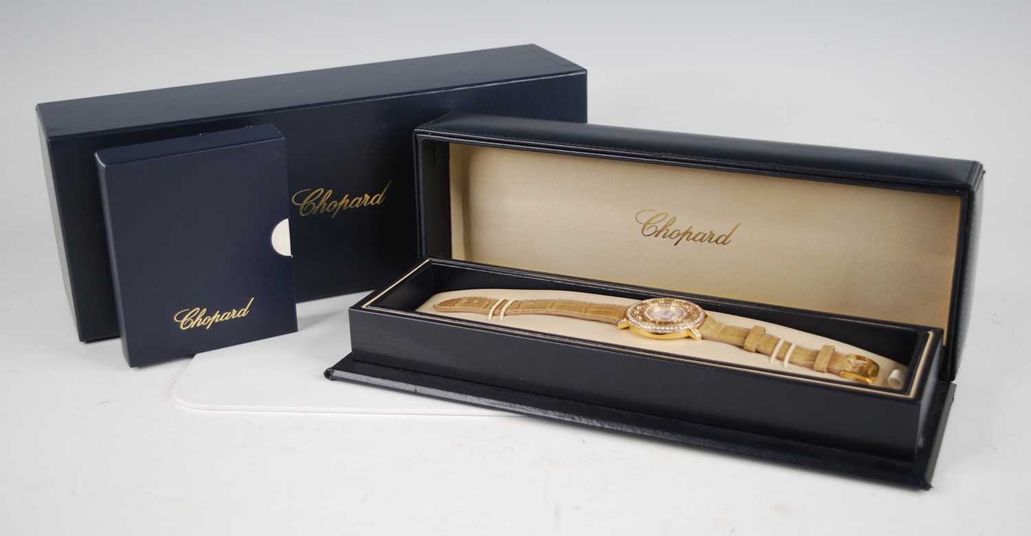 A lady's Chopard 18ct gold 'Happy Diamonds Happy Time' wristwatch, having a signed mother of pearl - Image 9 of 10