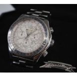 A gent's Breitling B2 steel cased automatic chronograph wristwatch, having a signed silvered dial