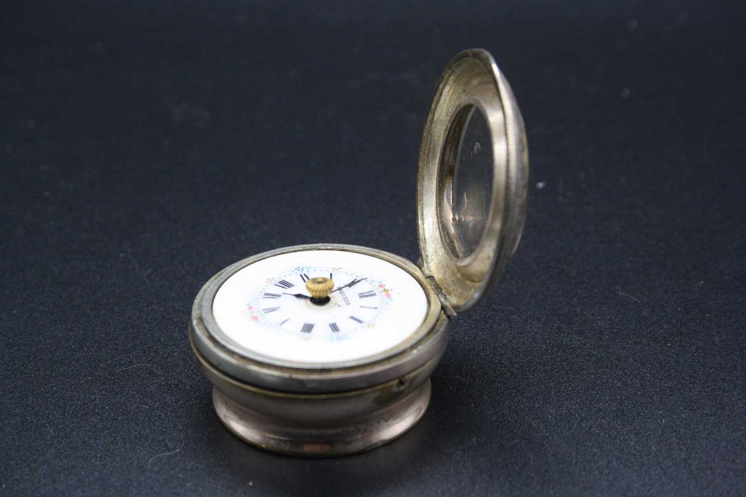 A Brevete watch as made for a walking cane terminal, in white metal case with hinged cover, having - Image 8 of 10