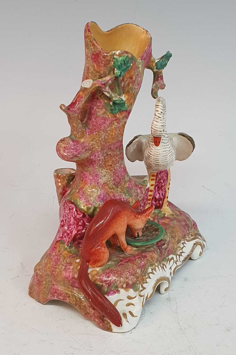 A circa 1840 Staffordshire spill holder, probably Dudson, in the form of a fox and a swan signifying - Bild 2 aus 5