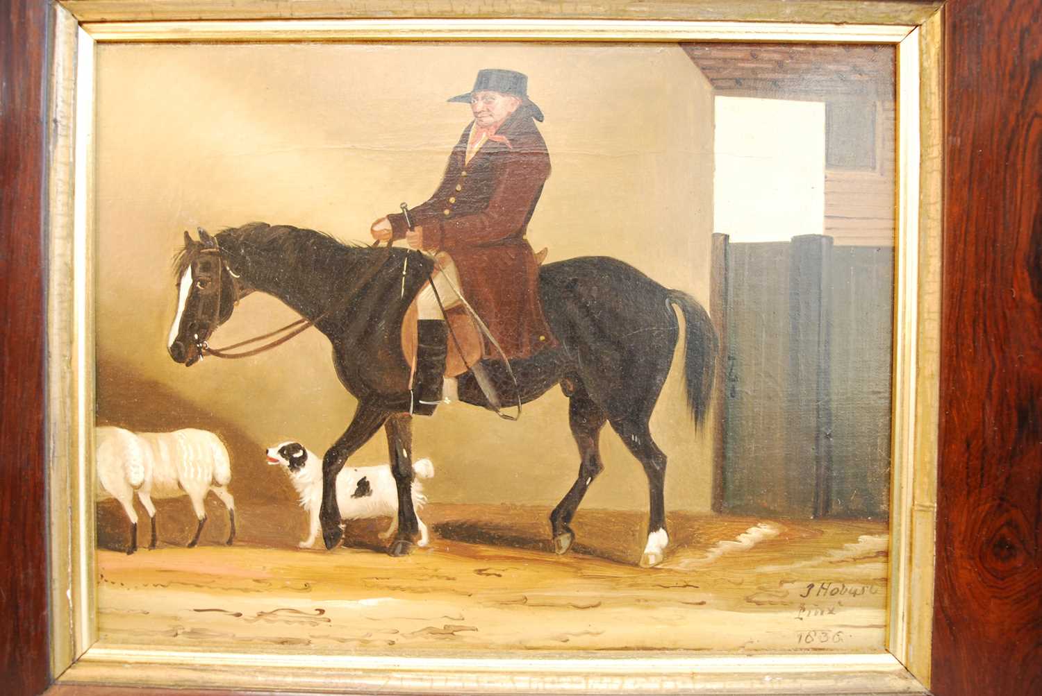 John Robert Hobart (1788-1863) - Trainer on horseback with attendant dog and sheep, oil on canvas ( - Bild 2 aus 4