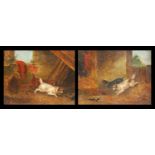 A Blake - Pair; Terriers ratting, oil on canvas, each signed and dated 1885 lower left, 17 x 22cm