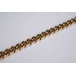 An 18ct gold flat curblink bracelet, stamped 750, 41.6g, w.6.5mm, length 21cm With 750 mark and worn