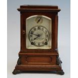 An Edwardian walnut cased four glass bracket clock by Winterhalder & Hoffmeier, signed to the
