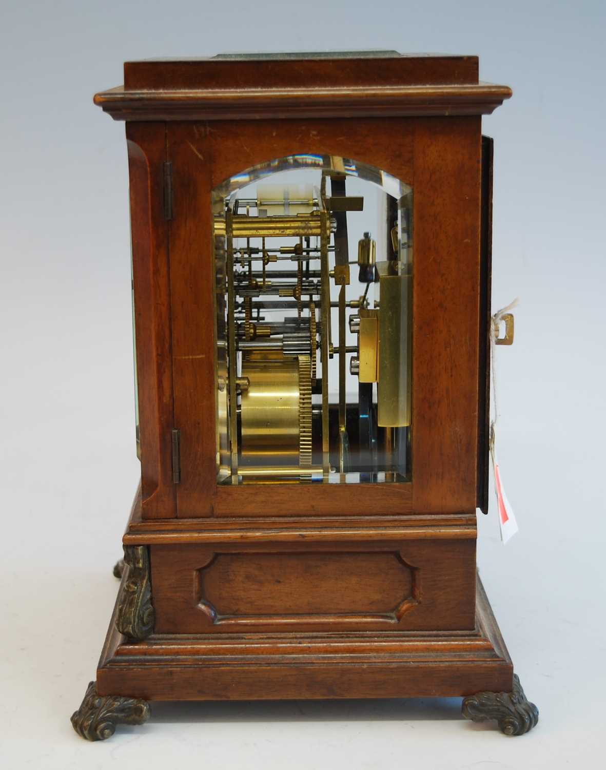An Edwardian walnut cased four glass bracket clock by Winterhalder & Hoffmeier, signed to the - Image 4 of 8