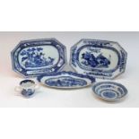 A collection of 18th century Chinese blue and white porcelain, to include a near pair of octagonal