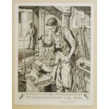 § Stanley Anderson (1884-1966) - Making the gate, copper line engraving, signed in pencil to the