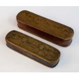 A circa 1757 French brass and copper tobacco box, of oblong form, having embossed decoration