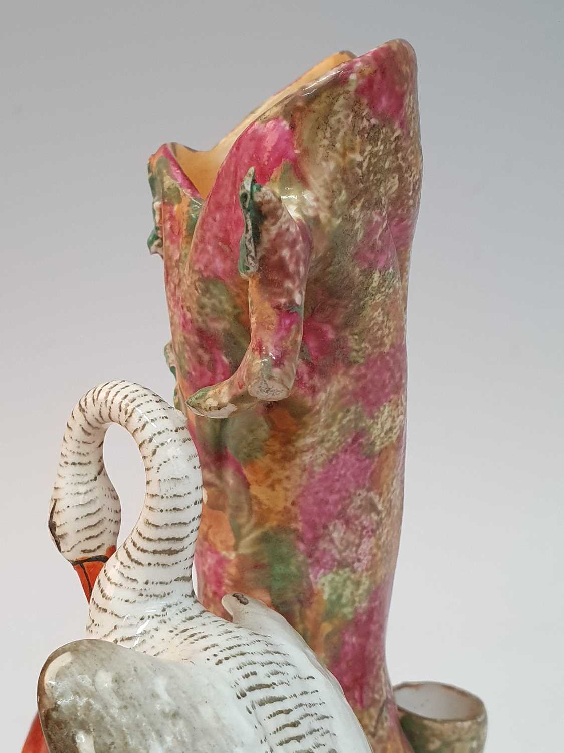 A circa 1840 Staffordshire spill holder, probably Dudson, in the form of a fox and a swan signifying - Bild 4 aus 5