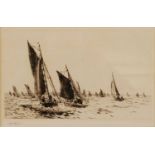 William Lionel Wyllie (1851-1931) - First in with the catch, drypoint etching, signed in pencil to