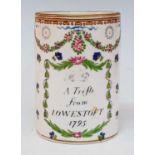 A 19th century Samson of Paris porcelain tankard, inscribed 'A Trifle from Lowestoft, 1795',