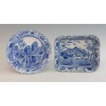A circa 1810 Spode Caramanian series blue and white transfer decorated plate, dia.25.5cm, together