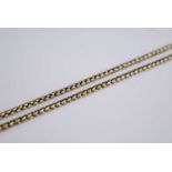 A yellow metal plaited link guard chain, unmarked but tests as approx 14ct, with lobster claw clasp,