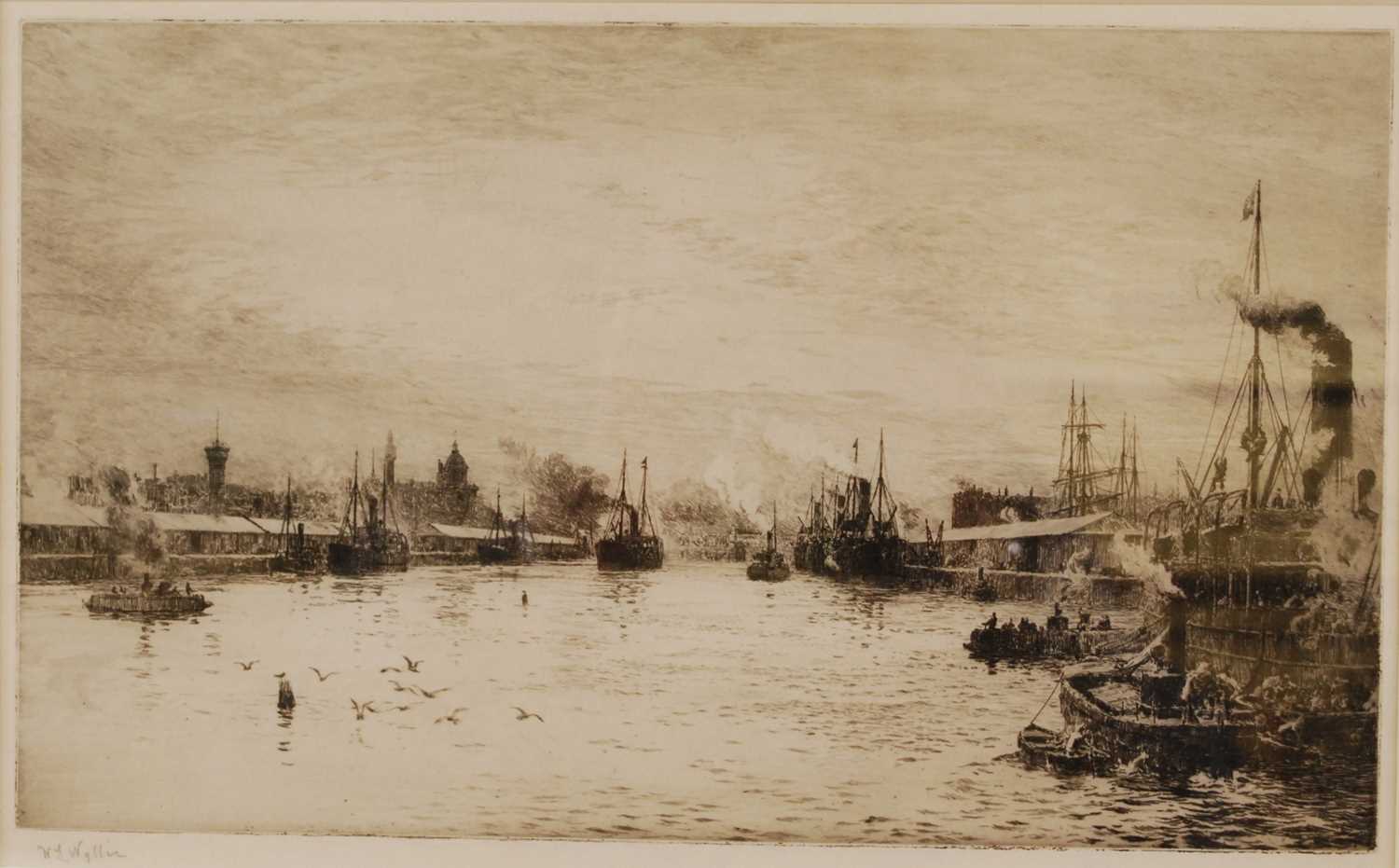 William Lionel Wyllie (1851-1931) - The Clyde at Glasgow, drypoint etching, signed in pencil to