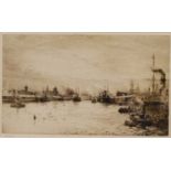 William Lionel Wyllie (1851-1931) - The Clyde at Glasgow, drypoint etching, signed in pencil to