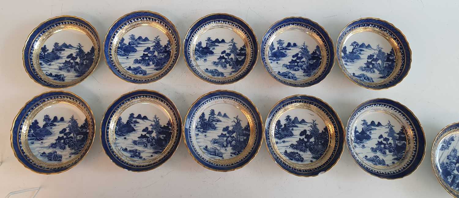 A late 18th century Chinese export blue and white porcelain matched tea and coffee service, - Image 3 of 9
