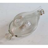 A circa 1800 Dutch donderglas or weather glass, of pear shape with integral suspension loop and