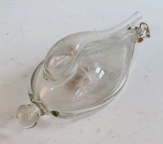 A circa 1800 Dutch donderglas or weather glass, of pear shape with integral suspension loop and