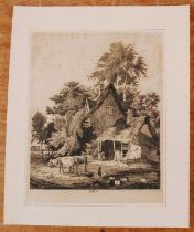 George Vincent (1796-1832) - Farmyard scene with livestock, etching, signed with monogram and