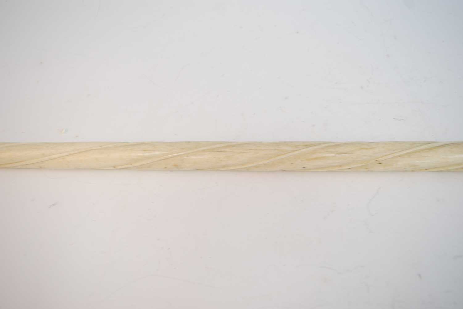 A 19th century narwhal tusk carved walking stick, the shaft carved with reeded top section and - Bild 6 aus 8