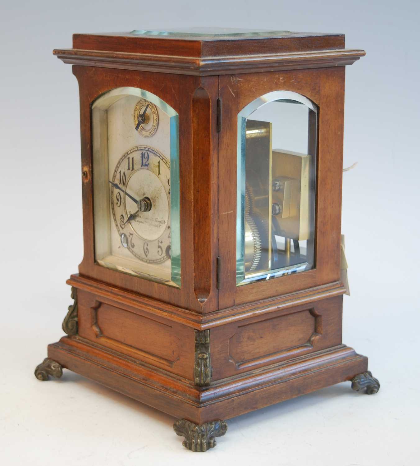 An Edwardian walnut cased four glass bracket clock by Winterhalder & Hoffmeier, signed to the - Image 3 of 8