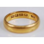 A 22ct gold wedding band, 6.5g, sponsor A&W, size M Some surface scuffs/abrasions.Otherwise no