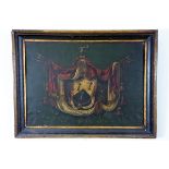 A Georgian framed armorial, bearing the motto "Que Pance" above the legend "Mitchell Arm", oil on