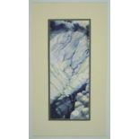 Taylor Mountain crags, double matted, unframed, signed bottom right, 42 cm x 16.5 cm overall