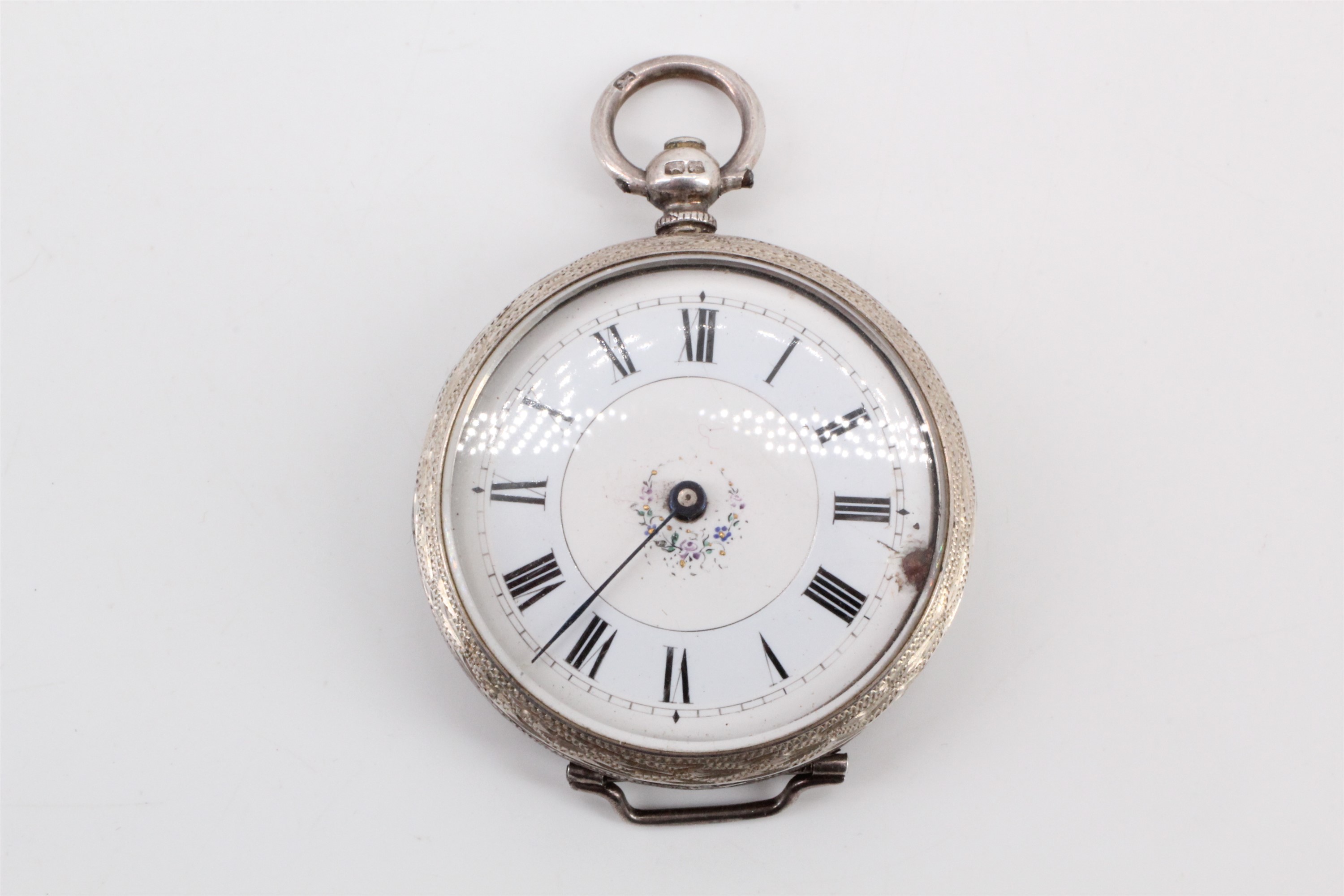 A late Victorian lady's silver cased key-wound fob watch converted for wear to the wrist, (36 mm