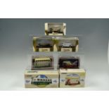 Seven boxed diecast vehicles, comprising three "Vitoria" military vehicles, two "Omnibus