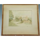 Hollin Bush house from the road, 19th Century watercolour, matted in an oak frame under glass,