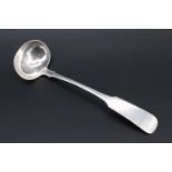 An early 19th Century provincial Scottish silver fiddle pattern sauce ladle, Thomas Stewart,