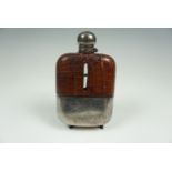 A late Victorian electroplate-mounted hip flask by James Dixon & Sons of Sheffield, 16 cm