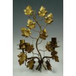 A gilt metal foliate design wall sconce, 42 cm